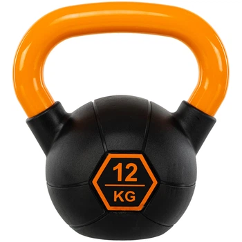 Гиря тренировочная цельная обрезиненная с окрашенной ручкой LiveUp Urethane competition kettlebell UAZE5336-12 12кг (чугун, черный-оранжевый)
