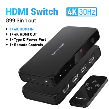 HDMI спліттер комутатор на 3 порти Lemorele G99 HDMI Switch 4K 30 Гц