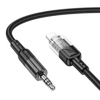 Аудиокабель HOCO UPA27 iP to 3.5mm male, nylon braid, 1.2m, Black 6942007612524