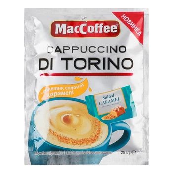Напиток кофейный MacCoffee Cappuccino Di Torino 3в1 растворим с соленой карамелью 25 г\10 шт. (8887290146616)