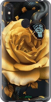 Чехол на Xiaomi Mi Max 3 Black snake and golden rose "6068t-1534-70447"