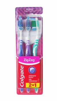 Зубна щітка Colgate Zig Zag середньої жорсткості, комплект 2+1 шт. (127554)