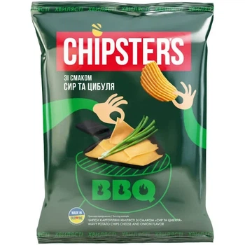 Чипсы картофельные волнистые Сыр и лук BBQ Chipster's 120г (4820182745713)