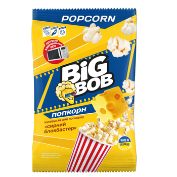 Кукурудза для попкорну зі смаком сиру Сирний Блокбастер 90г BIG BOB (4820241800094)