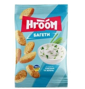 Сухарики багетні Сметана із зеленню Hroom! 60г (4820241800940)