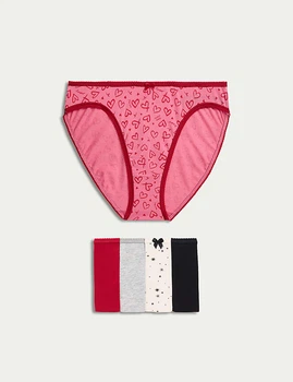 Набор хлопковые трусики Marks&Spencer модель High legs 12(40) 5 шт very pink 0089
