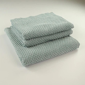 Набір махрових однотонних рушників 3шт 50x90см, 50x90см, 70x140см Damask Преміум якості Жакардове з велюром 550г/м2 (М'ятний)