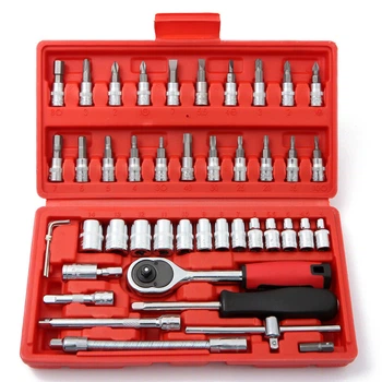 Набор насадок торцевых и бит с трещеткой Q-tool 1/4" 46 шт в кейсе q-tool_46v1