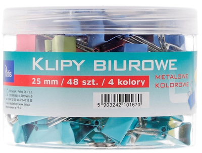 Klipy biurowe Tetis 25 mm 48 szt GK002-C Kolorowe (5903242101670)