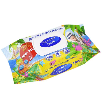 Влажные салфетки SummerFresh 120 шт с клапаном (9125)