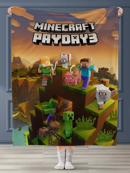 Плед с принтом майнкрафт/MINECRAFT Качественное с 3D рисунком 160х200 см.