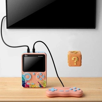 Портативная игровая консоль G5S с джойстиком на 500 игр, детская игровая приставка с подключением к телевизору Розовая SR-9214