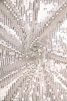 Ткань с пайетками на трикотаже серебро 130см 250г/м2 1пог.м(400-бн0)