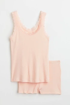 Піжама (майка, шорти) H&M S персиковий 1401979439