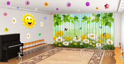 Весняні Фото Штори в дитячий сад PHOTODECOR "Ромашки та метелики" 1 кв.м
