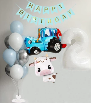 Фотозона Із Кульок Синій Трактор Happy Birthday