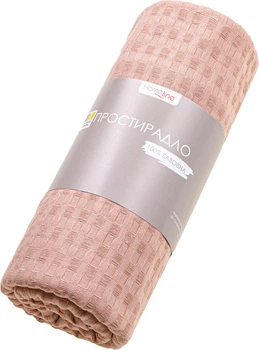 Простынь Home Line полуторная 160x220 см вафельное полотно Розово-бежевая (190673 HL)