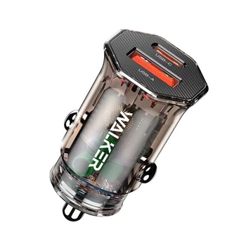 Автомобильное зарядное устройство WALKER пластик 38х20х28 мм прозрачное 30W 24W (658537)