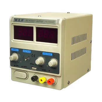 Блок живлення WEP 1502D+ лабораторний, трансформаторний , 15V, 2A, 30W, USB