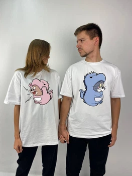 Футболки Оверсайз парні "Том і Джеррі", M\L, XL/XXL, білий (371)