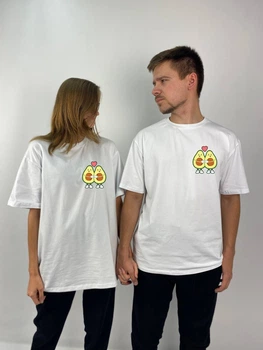 Футболки Оверсайз парні "Авокадо", ХS\S, XL\2XL, білий (467)