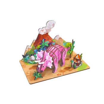 Деревянный пазл 3D "Triceratops" 68046W 34 детали