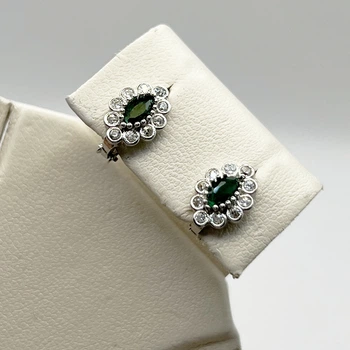 Сережки серебряные с изумруд альпинитом 1,9 г