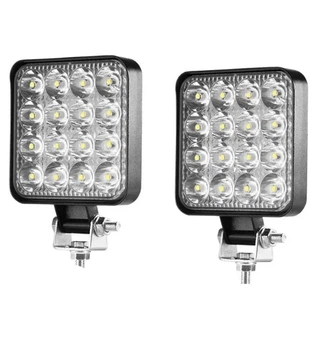 Дополнительная светодиодная LED лед мини/mini фара квадратная 48W 12-24V 16LED с режимом СТРОБОСКОП (2 шт)