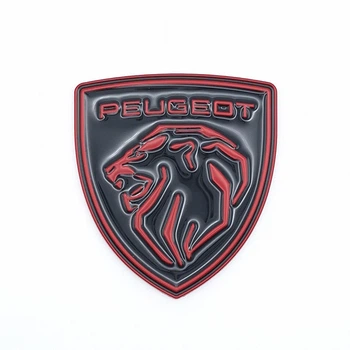 Емблема логотип Peugeot (червоний+чорний, глянець) 6,0*6,7 см