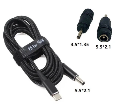 USB Type-C 100W кабель живлення з перехідником DC 3.5×1.35 для зарядки ноутбука 78322