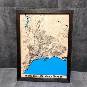 Дерев'яна картина "Маріуполь", розмір 40х30 см