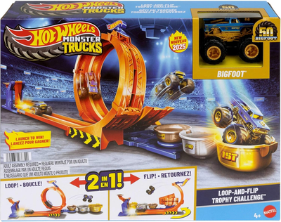 Zestaw do zabawy Hot Wheels Monster Trucks Bigfoot 50 rocznica Pętla Skok po trofeum JBX64 (194735266340)