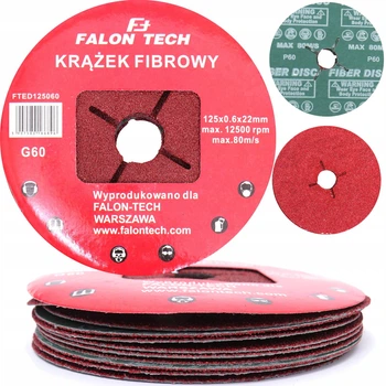 Диск фибровый 125х22,2 мм P40 P60 P80 10 шт. Falon-Tech FTED125