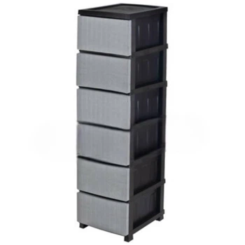 Комод R-plastic пластиковый R-Plastic Ротанг на 6 ящиков серо-черный