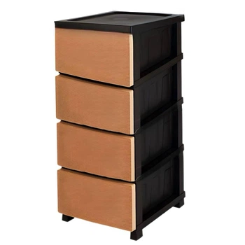 Комод R-plastic пластиковый R-Plastic Ротанг на 4 ящика коричнево-бежевый