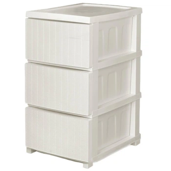 Комод R-plastic пластиковий R-Plastic Rotang на 3 яруси, білий