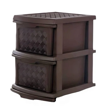 Пластиковый R-plastic комод Компакт с цельнолитыми ящиками на 2 яруса R-plastic коричневого цвета