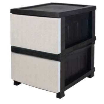 Комод R-plastic пластиковый R-Plastic Ротанг на 2 ящика бело-черный