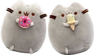 Набор Мягких игрушек Пушин кэт Pusheen cat S&T с Пончиком и с Мороженым в лапках 12х15см Серый (n-9978)