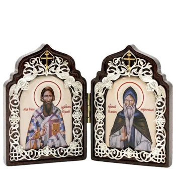 Складень на дереве с образами Св.Савва арх.Сербский. Преп.Симеон Мироточивый BGH1151L