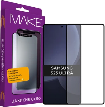 Защитное стекло для смартфона Samsung Galaxy S25 Ultra MAKE Black (MGF-SS25U)
