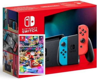 Игровая консоль Nintendo Switch Neon Blue-Red + Игра Mario Kart 8 Deluxe (русские субтитры)