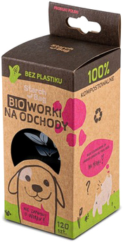 Worki na odchody Starch Bag kompostowalne biodegradowalne 8 rolek x 15 szt czarne (5903919618333)