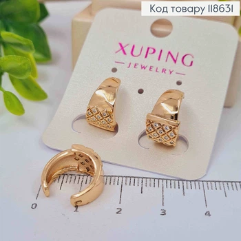 Серьги кафы на хрящик уха, украшенные Блестящими камешками (1пара), 0,8см, Xuping 18К