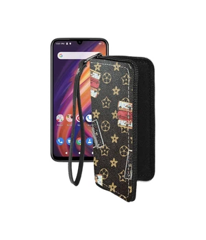 Чохол-гаманець з екошкіри для телефону Lenovo A6 Note Луі-Вітон-коричневий