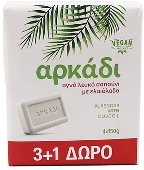 Мыло с оливковым маслом, белое - Arkadi Pure Soap With Olive Oil 4x150g (1370160-28515229)