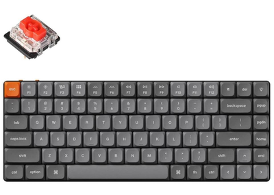Клавіатура Keychron K3 Max 84Key, Gateron MX 2.0 Red, WL/BT/USB-A, QMK, EN/UKR, RGB, чорний (K3M-B1-UA)