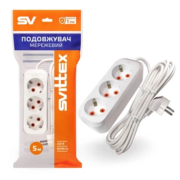 SV-010-5 Підовжувач електричний SVITTEX 3 гнізда із заземленням 5 м