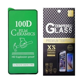 Противоударная защитная пленка Ceramics для Xiaomi Redmi Note 13, Note 13 Pro, Note 13R Pro Full Glue с черной рамкой