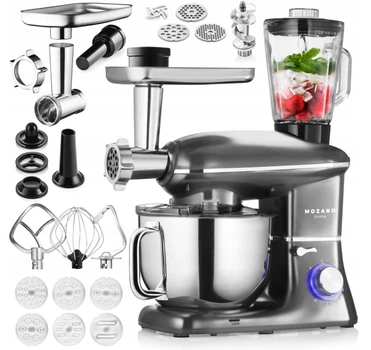 Кухонний планетарний комбайн Mozano Kitchen Assistant 3200 Вт з блендером та м'ясорубкою Аксесуари Сірий